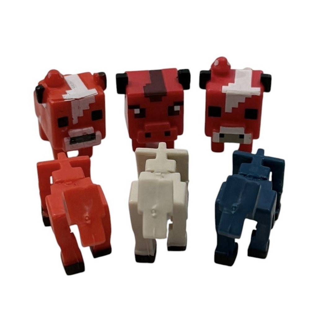 Minecraft Mini-Figures LOT (6) Infernal Cow Mooshroom Cows And Skeleton Horses